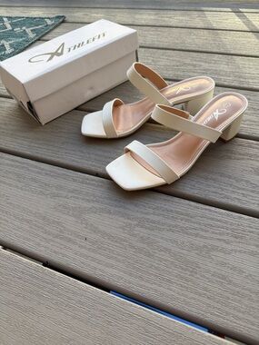 Women's White Block Heel Sandals